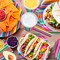 177 PCS Mexican Fiesta Party Supplies Fiesta Tableware Set Mexican Serape Paper Plates Napkins Cups Mexico Stripes Plastic Tablecloth for Cinco De Mayo Mexico Birthday Party